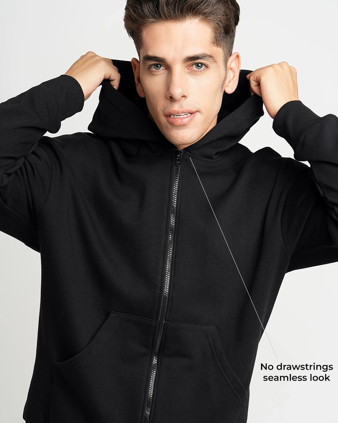 Black - Oversized Zipper Hoodie