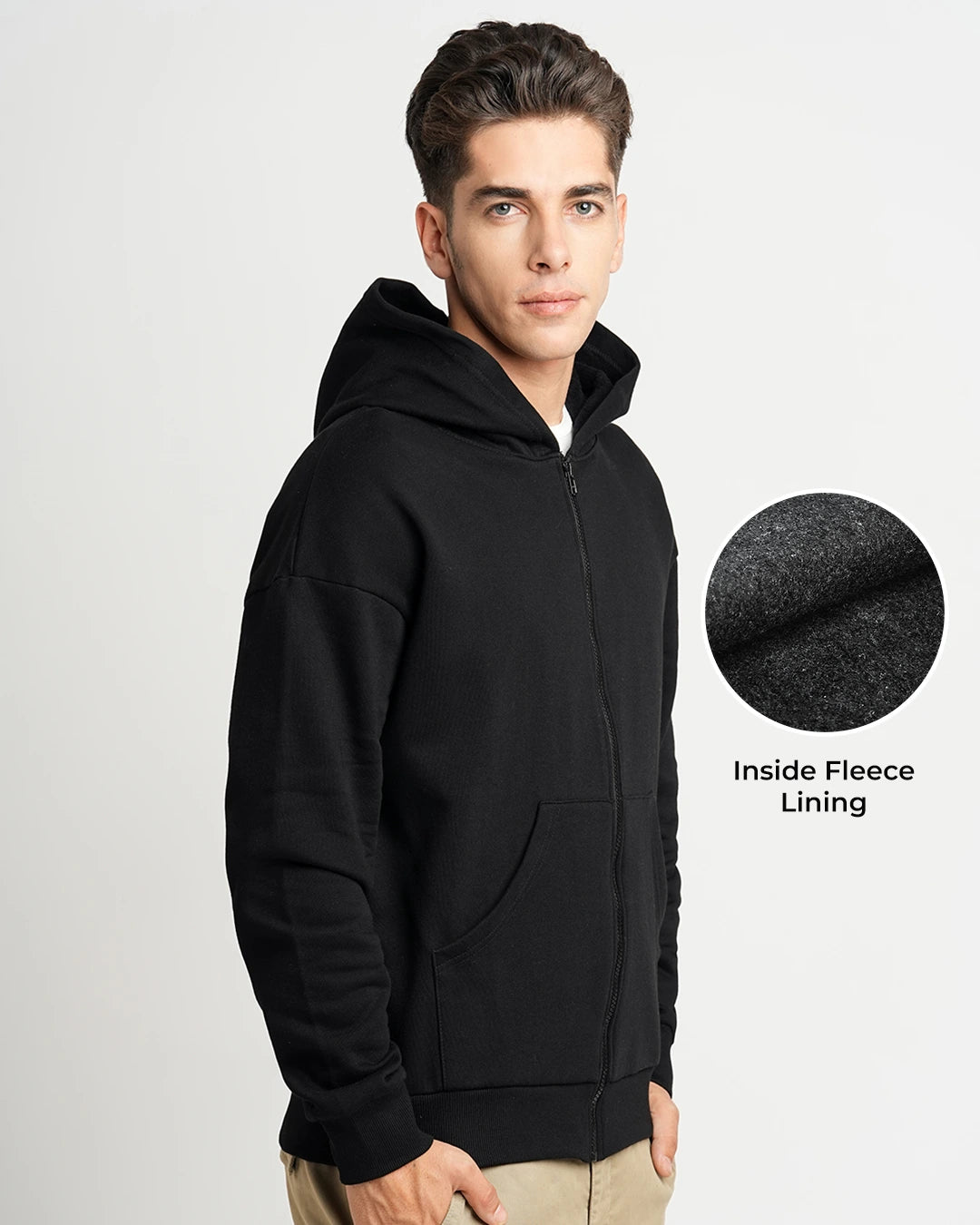 Black - Oversized Zipper Hoodie