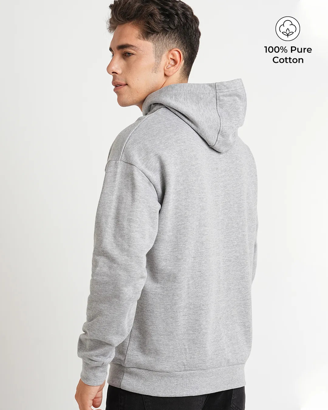 Grey Melange - Oversized Pullover Hoodie