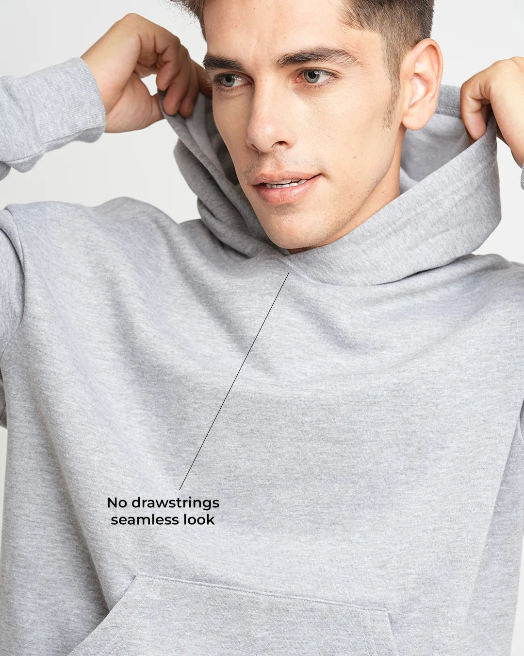 Grey Melange - Oversized Pullover Hoodie