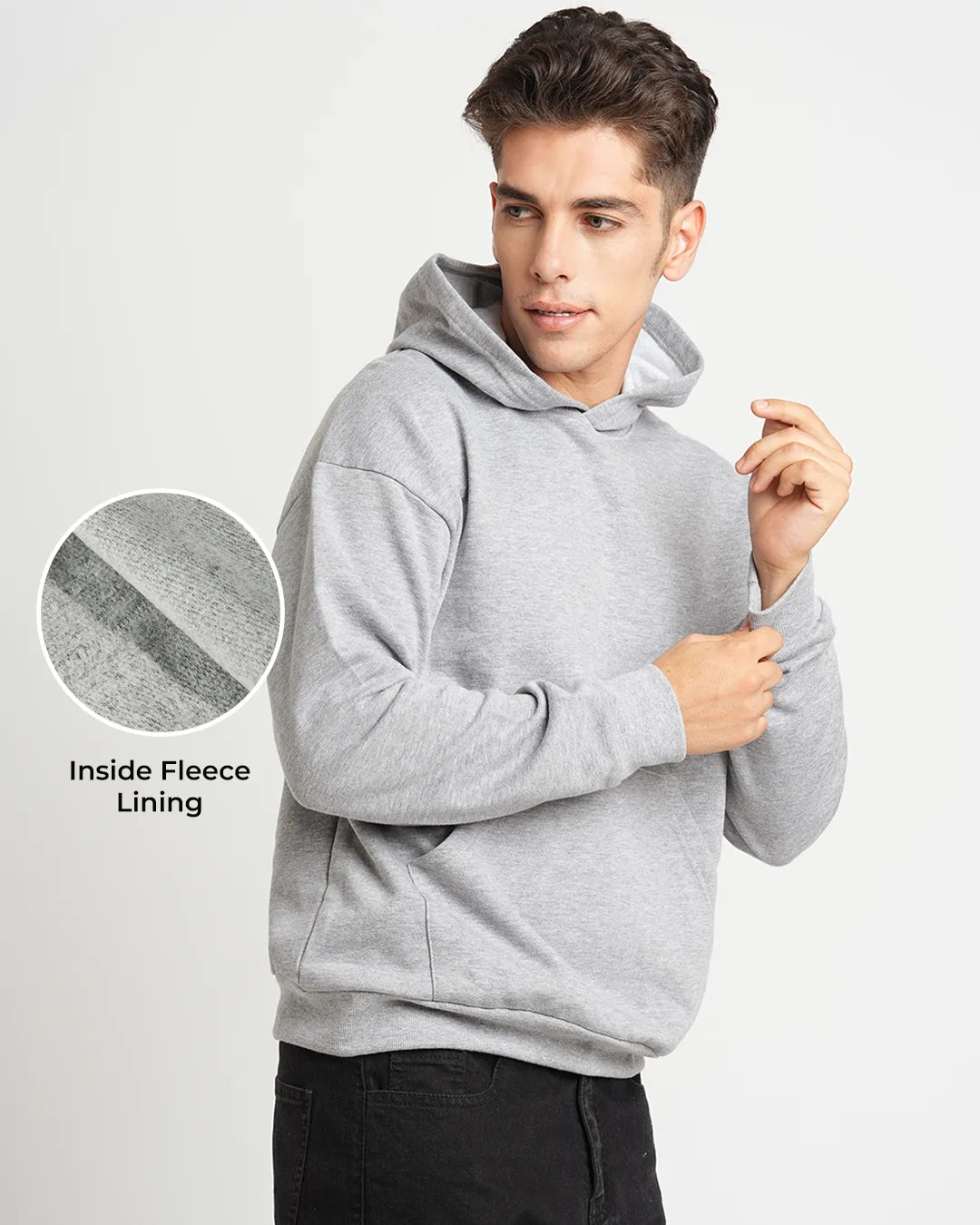 Grey Melange - Oversized Pullover Hoodie