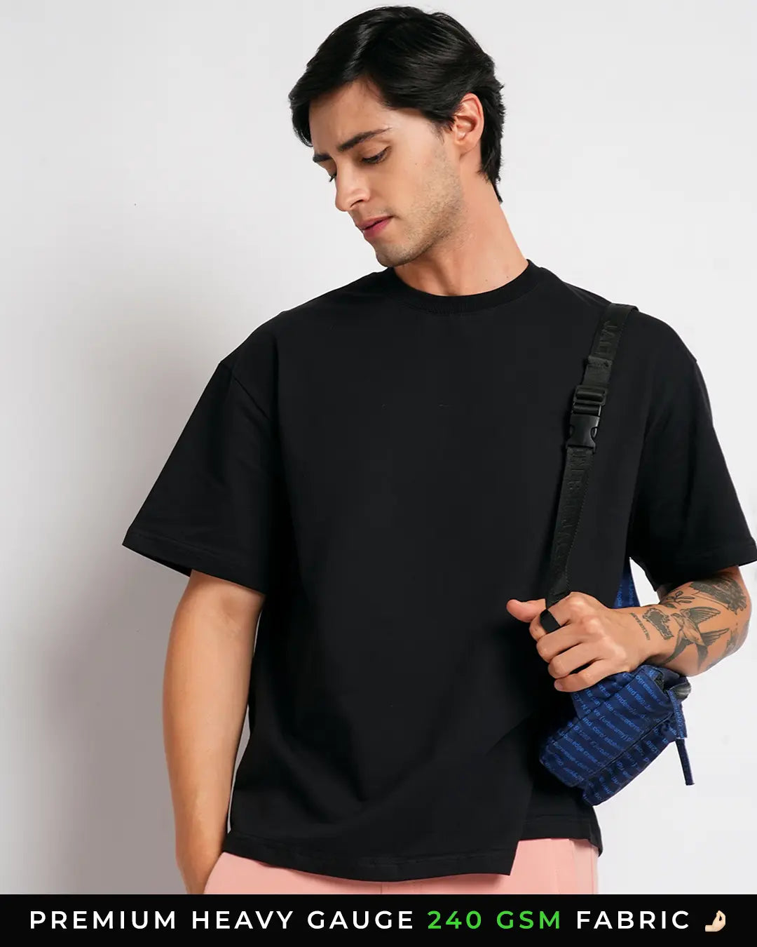 Men's Black Plain Solid Oversized T-shirt – Bronoun