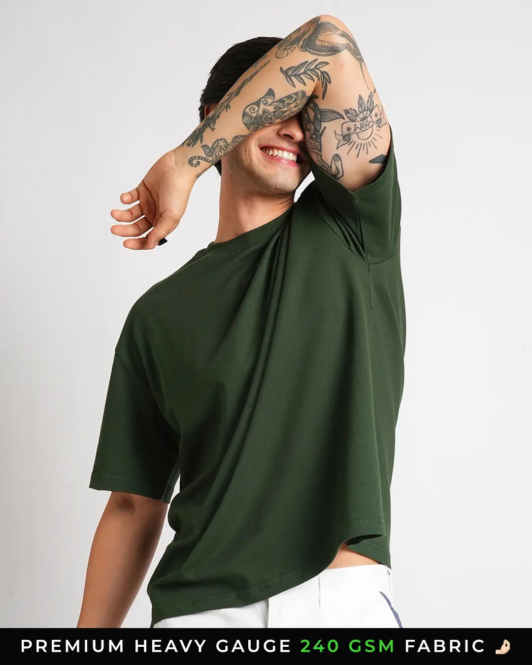 Men's Forest Green Plain Solid Oversized T-shirt – Bronoun