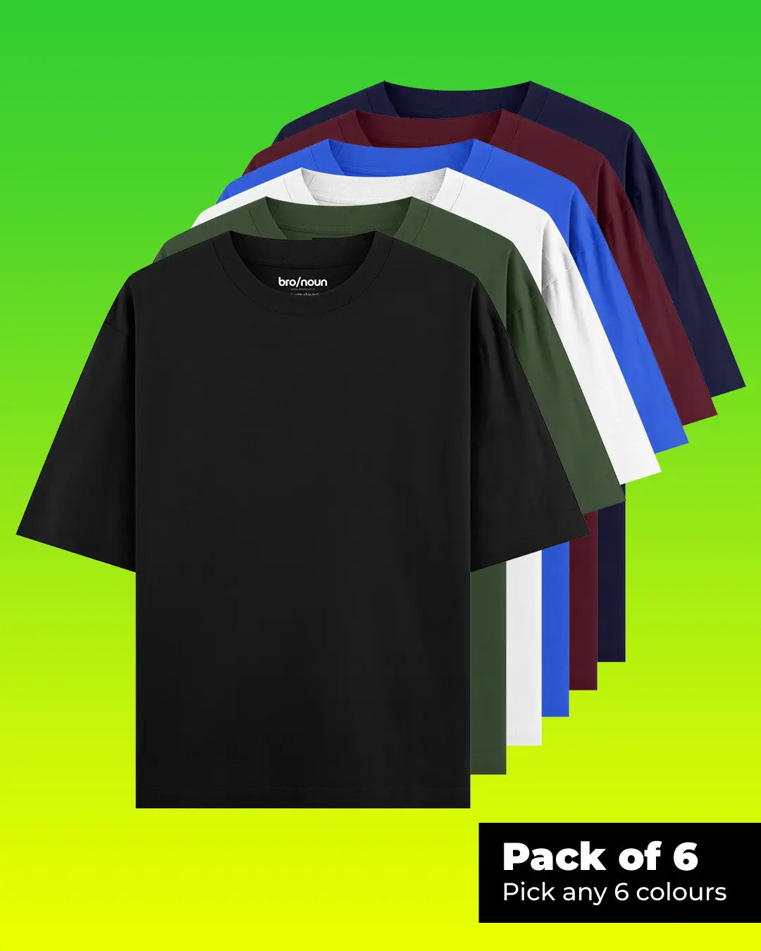 Men's Plain Solid Oversized Pack of T-shirts - Main Image