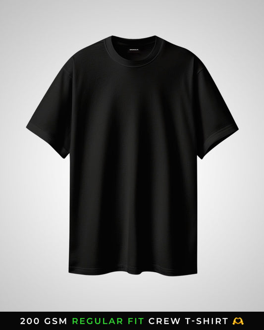 Midnight Black - Regular Fit Crew T-shirt